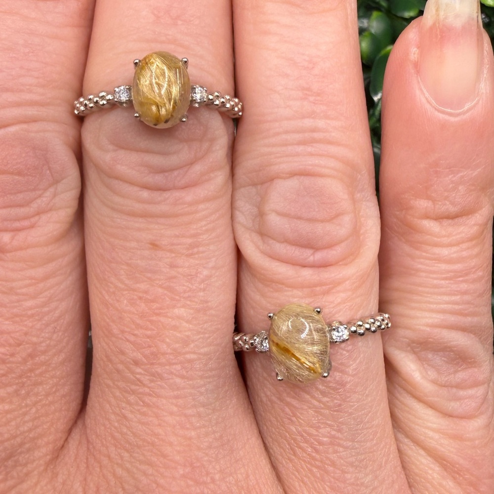 Golden Rutile Quartz, Adjustable Sterling Silver Ring - Picture 1 of 10